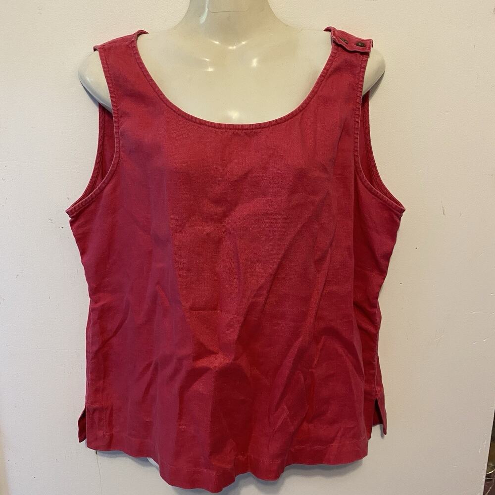 J. Jill 100% Linen Womens L Tank Top Fuchsia Pink Sleeveless Beach Summer Resort